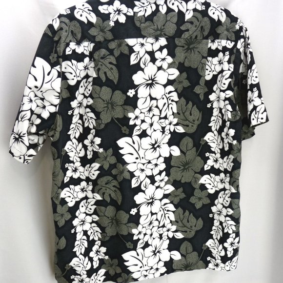 Vintage Styled by RJC Hawaiian Shirt Mens Size M Button Down Black & White - Picture 2 of 13